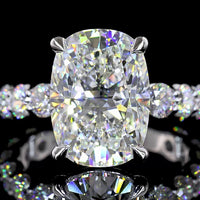 18K White Gold Solitaire Shank Ring featuring a 5.09 Carat Cushion Brilliant Lab Diamond with 1.80 Carat Accent Diamonds - IGI Certified, 6.89 Total Carat Weight - Covaloro Fine Jewelry