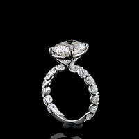 18K White Gold Solitaire Shank Ring featuring a 5.09 Carat Cushion Brilliant Lab Diamond with 1.80 Carat Accent Diamonds - IGI Certified, 6.89 Total Carat Weight - Covaloro Fine Jewelry
