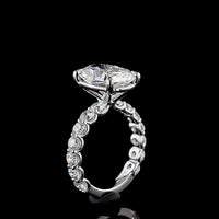 18K White Gold Solitaire Shank Ring featuring a 5.09 Carat Cushion Brilliant Lab Diamond with 1.80 Carat Accent Diamonds - IGI Certified, 6.89 Total Carat Weight - Covaloro Fine Jewelry