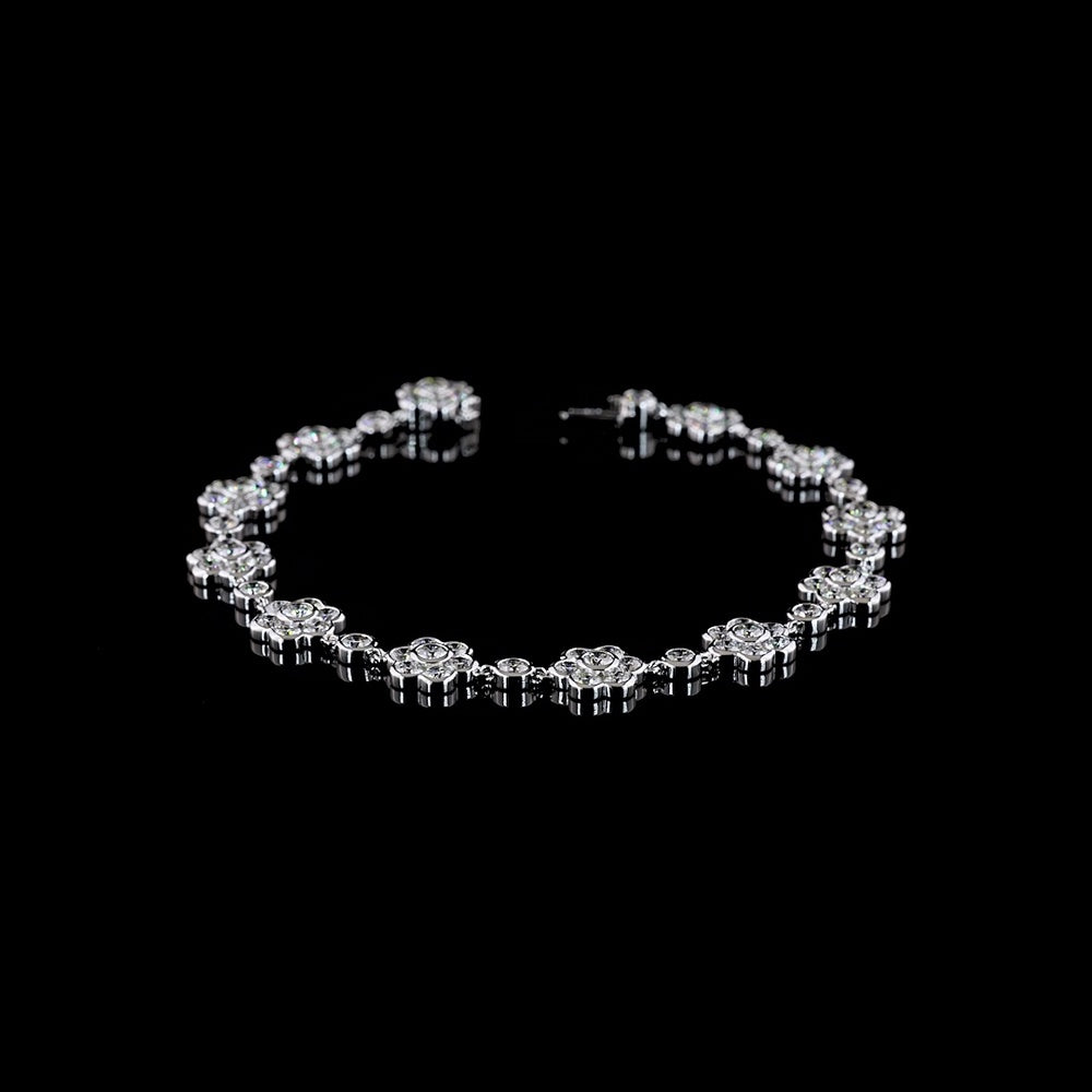 18K White Gold Special Bracelet with Bezel Set Round Lab-Grown Diamonds - 8.02 Carats Total Diamond Weight - Covaloro Fine Jewelry