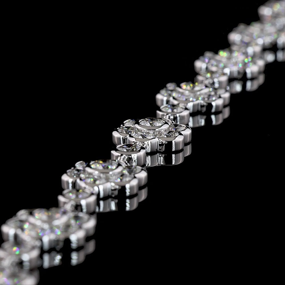 18K White Gold Special Bracelet with Bezel Set Round Lab-Grown Diamonds - 8.02 Carats Total Diamond Weight - Covaloro Fine Jewelry