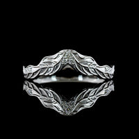 18K White Gold Special Contour Eternity Band with Leaf Motif and 5 Round Lab Diamonds - 0.03 Total Carat Weight, E-F Color, VS1 Clarity - Covaloro Fine Jewelry