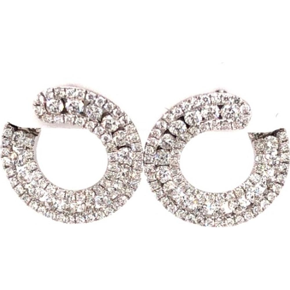 18K White Gold Spiral Diamond Earrings by Afarin