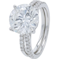 18K White Gold Split Shank Bridal Set with 4.00 Carat Round Lab Grown Diamond and 0.50 Carat Accent Diamonds - 4.50 Carat Total Weight