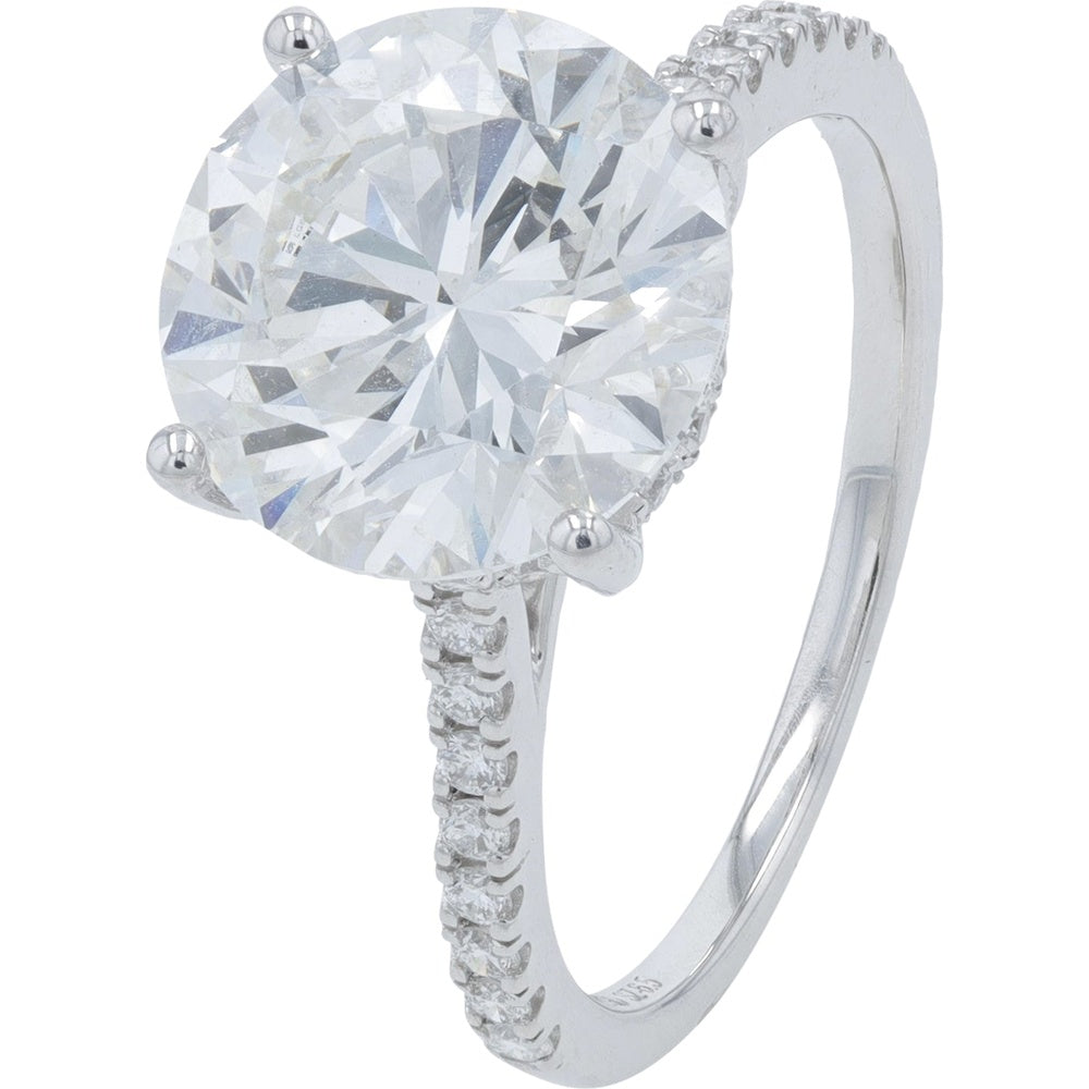 18K White Gold Split Shank Bridal Set with 4.00 Carat Round Lab Grown Diamond and 0.50 Carat Accent Diamonds - 4.50 Carat Total Weight