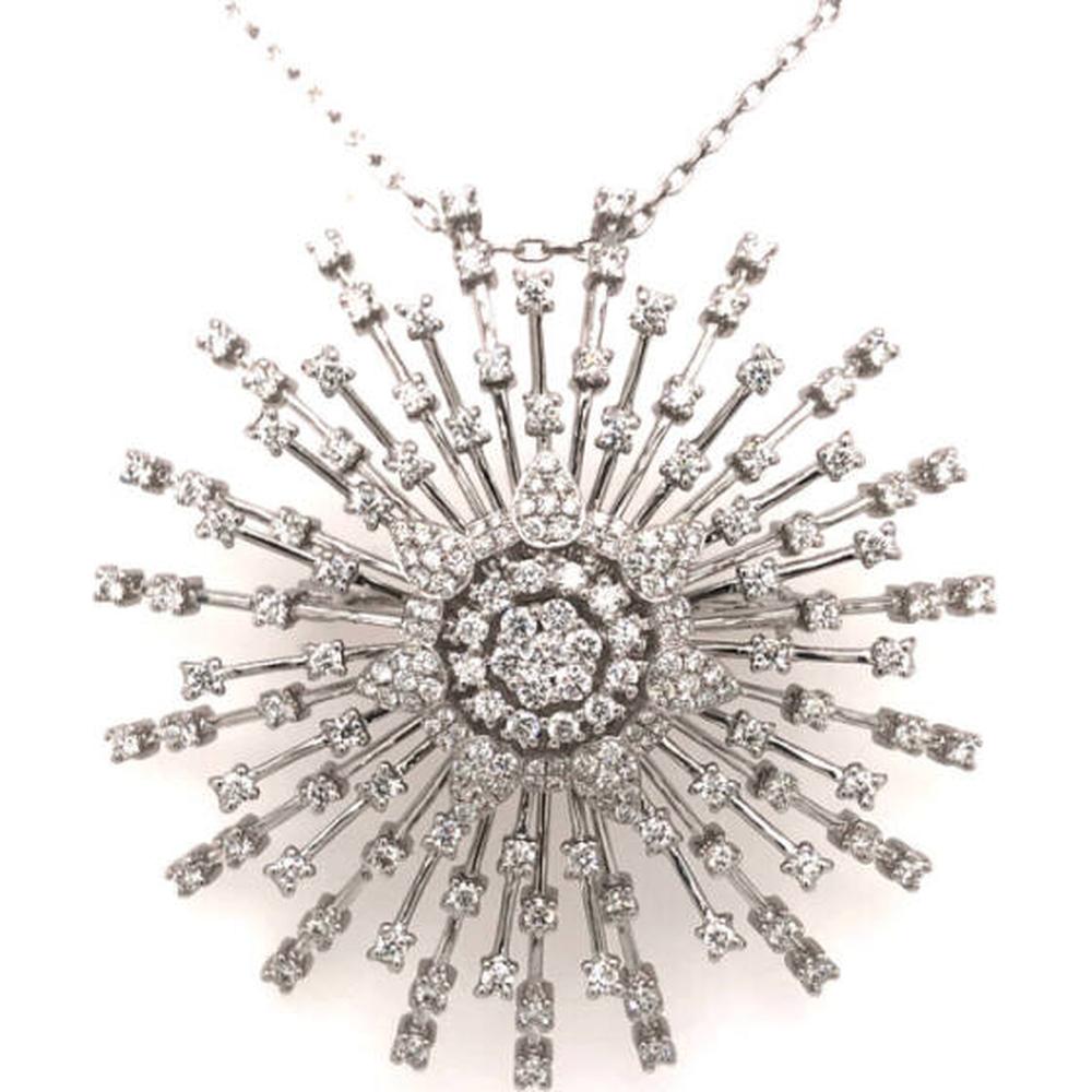 18K White Gold Starburst Diamond Pendant Necklace by Afarin