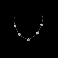 18K White Gold Station Necklace with Floral Motif Brilliant Cut Lab Diamonds - 4.90 Carat Total Diamond Weight - Covaloro Fine Jewelry