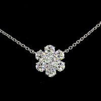18K White Gold Station Necklace with Floral Motif Brilliant Cut Lab Diamonds - 4.90 Carat Total Diamond Weight - Covaloro Fine Jewelry