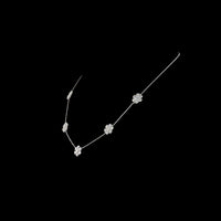 18K White Gold Station Necklace with Floral Motif Brilliant Cut Lab Diamonds - 4.90 Carat Total Diamond Weight - Covaloro Fine Jewelry