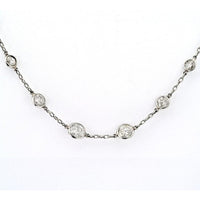 18K White Gold Station Necklace with Round Brilliant Diamonds - 2.35 Carats Total Diamond Weight