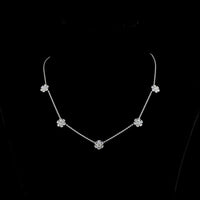18K White Gold Station Necklace with Round Lab Diamond Floral Motifs - 2.95 Carat Total Diamond Weight - Covaloro Fine Jewelry