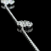 18K White Gold Station Necklace with Round Lab Diamond Floral Motifs - 2.95 Carat Total Diamond Weight - Covaloro Fine Jewelry