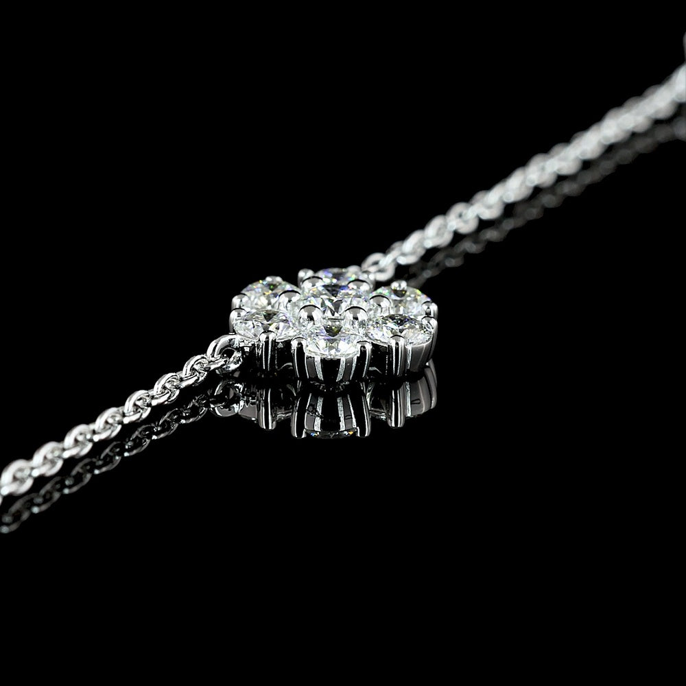 18K White Gold Station Necklace with Round Lab Diamond Floral Motifs - 2.95 Carat Total Diamond Weight - Covaloro Fine Jewelry
