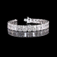 18K White Gold Tennis Bracelet with 26 Prong-Set Radiant Cut Lab Diamonds - 53.79 Carat Total Weight, E-F Color VS2 Clarity - Covaloro Fine Jewelry