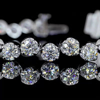 18K White Gold Tennis Bracelet with 42 Prong-Set Round Lab Diamonds - 6.81 Carat Total Weight, E-F Color VS1 Clarity - Covaloro Fine Jewelry