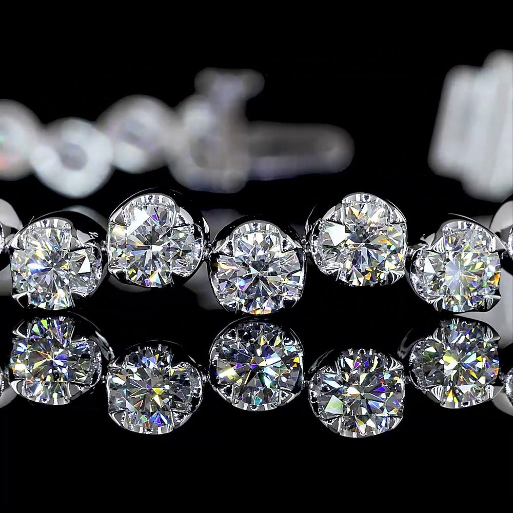 18K White Gold Tennis Bracelet with 42 Prong-Set Round Lab Diamonds - 6.81 Carat Total Weight, E-F Color VS1 Clarity - Covaloro Fine Jewelry