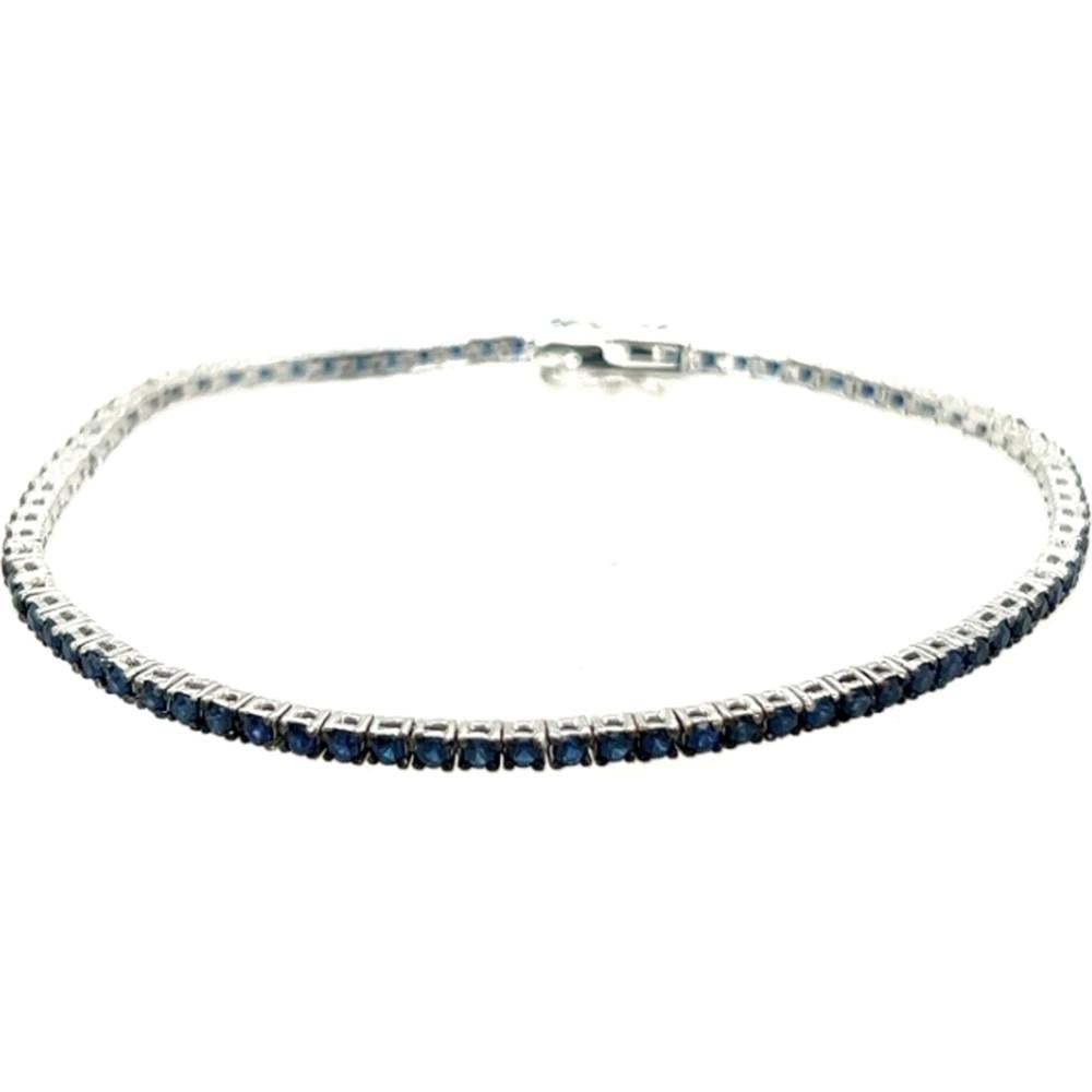 18K White Gold Tennis Bracelet with Blue Sapphires by Afarin