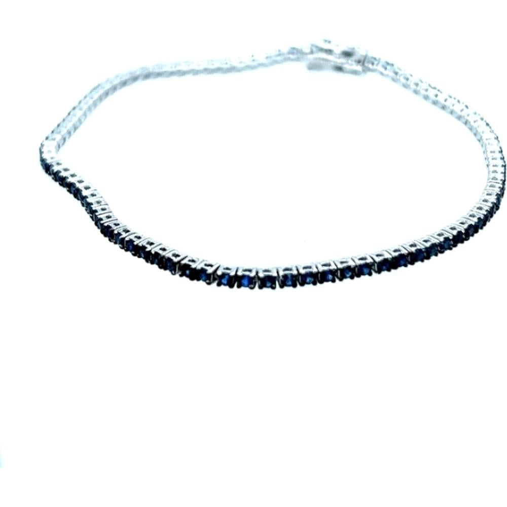 18K White Gold Tennis Bracelet with Blue Sapphires by Afarin