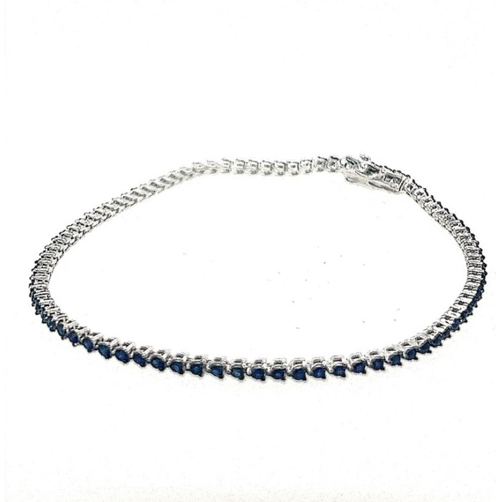 18K White Gold Tennis Bracelet with Blue Sapphires by Afarin