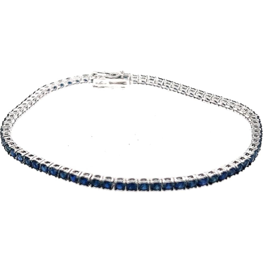 18K White Gold Tennis Bracelet with Blue Sapphires by Afarin