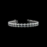 18K White Gold Tennis Bracelet with East-West Pear Shaped Lab Diamonds - 6.41 Carat Total Weight, E-F Color VS1 Clarity - Covaloro Fine Jewelry