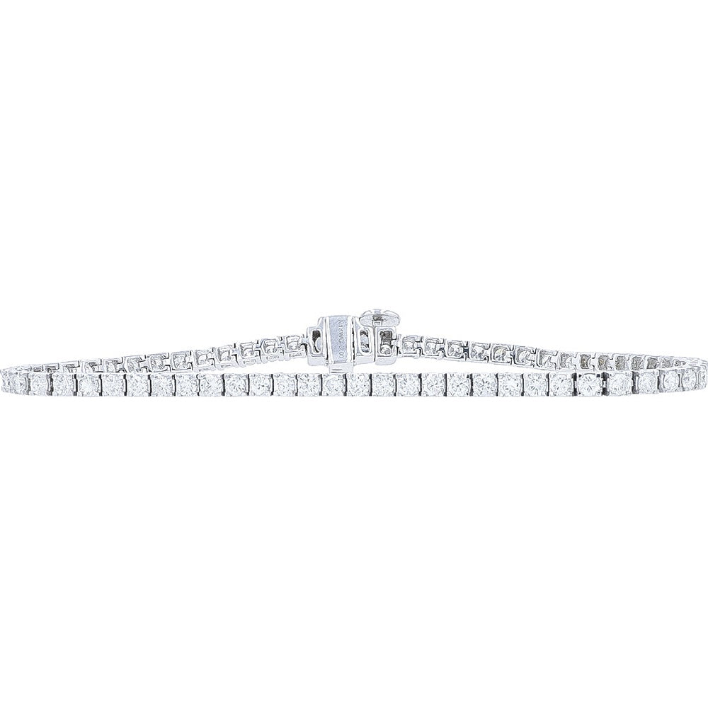 18K White Gold Tennis Bracelet with Prong-Set Round Diamonds - 3.00 Carat Total Diamond Weight