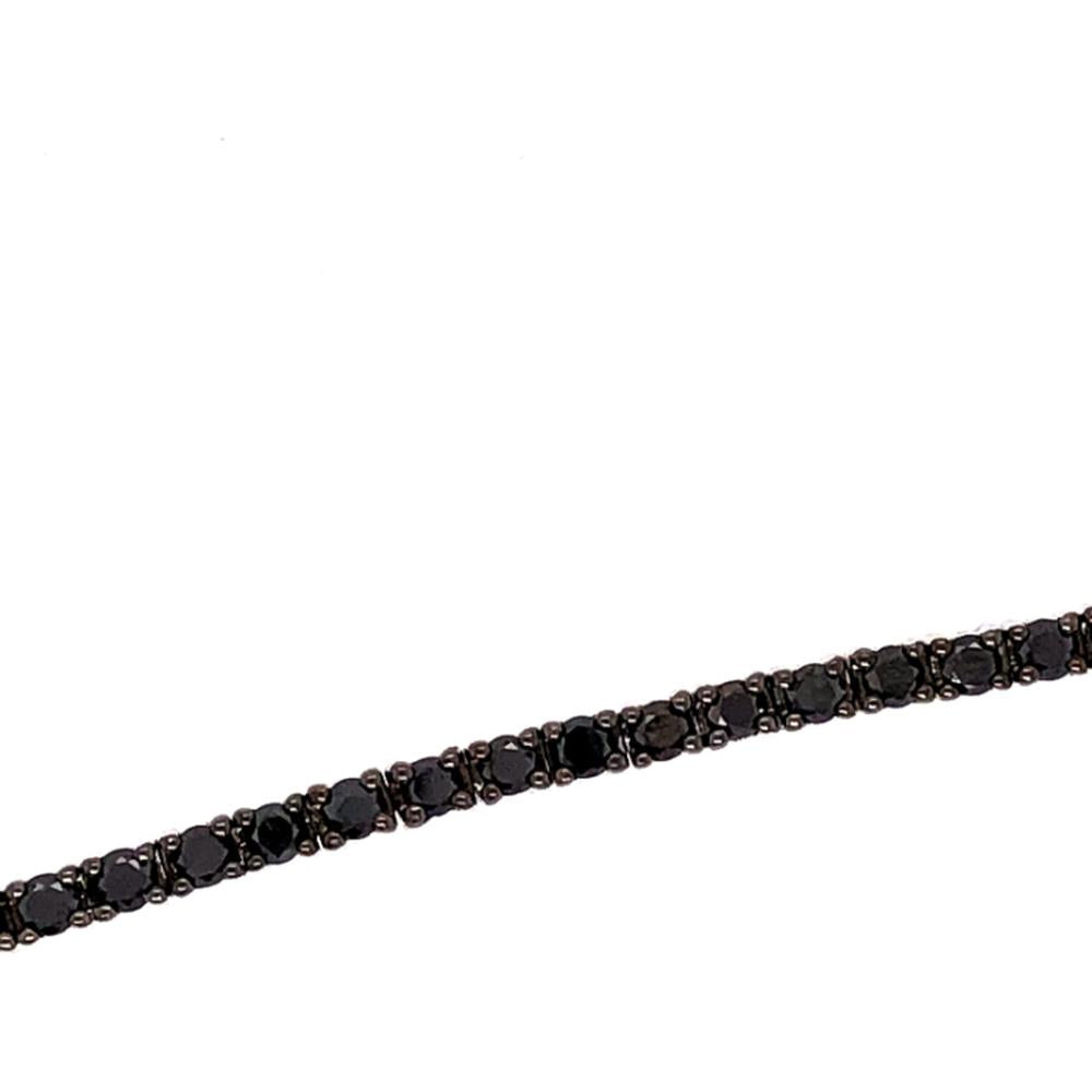 18K White Gold Tennis Bracelet with Round Black Diamonds by Afarin