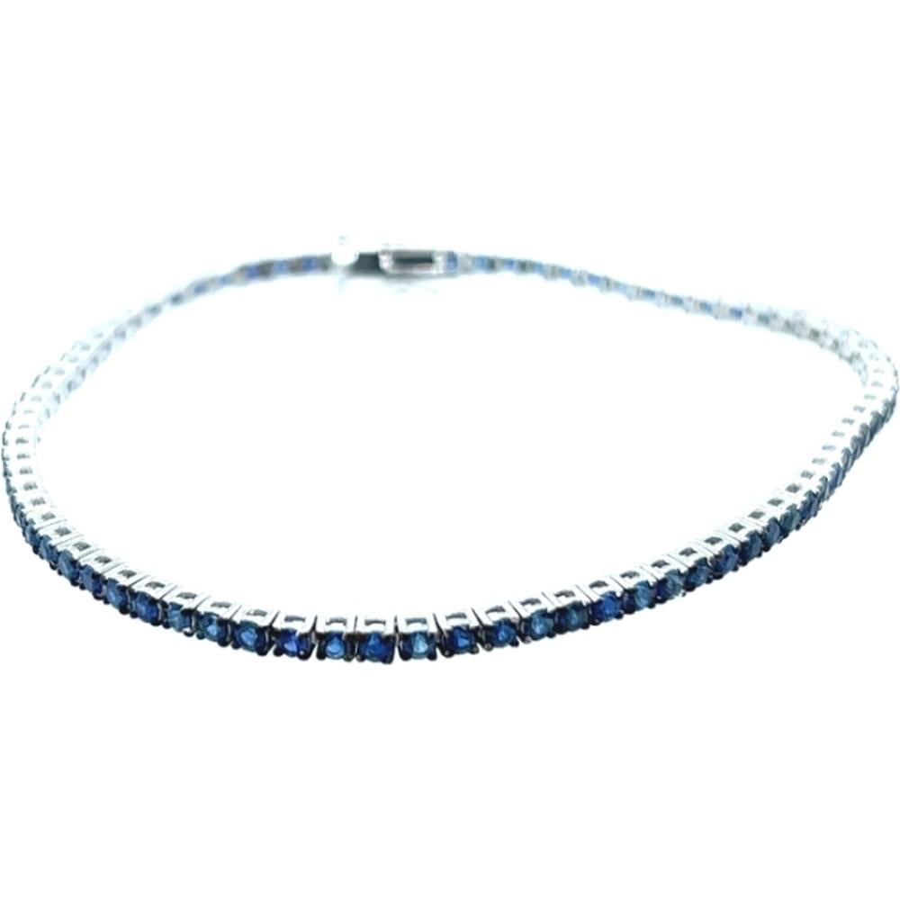 18K White Gold Tennis Bracelet with Round Blue Sapphires by Afarin