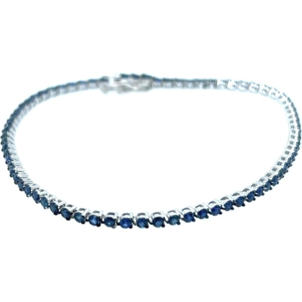 18K White Gold Tennis Bracelet with Round Blue Sapphires by Afarin