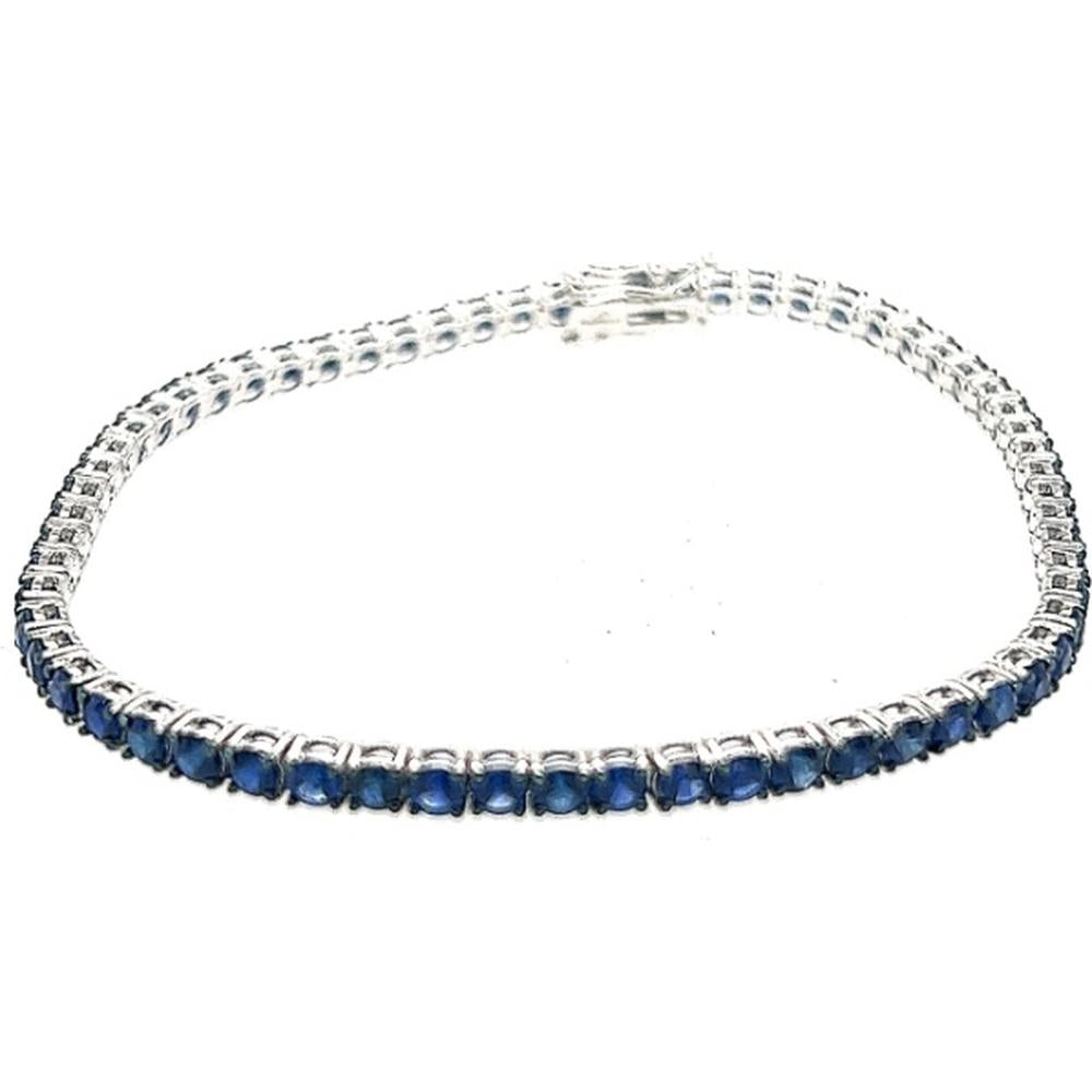 18K White Gold Tennis Bracelet with Round Blue Sapphires by Afarin