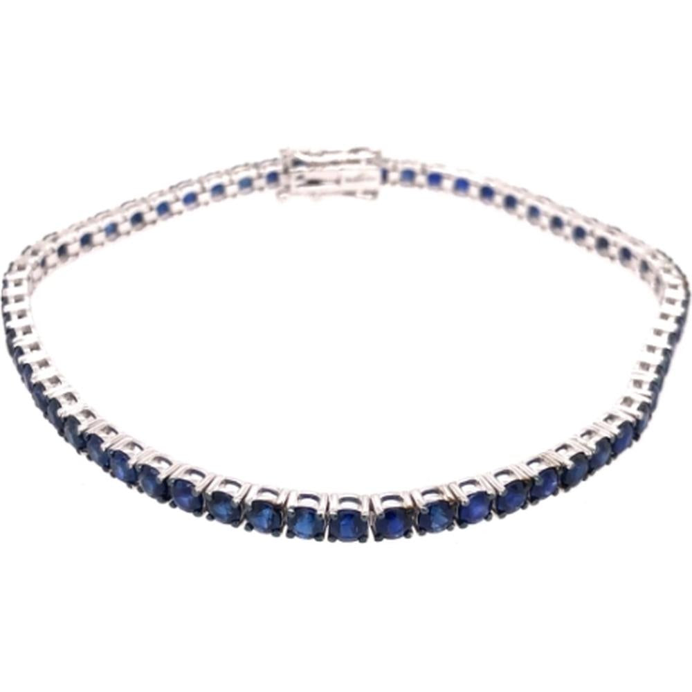 18K White Gold Tennis Bracelet with Round Blue Sapphires by Afarin