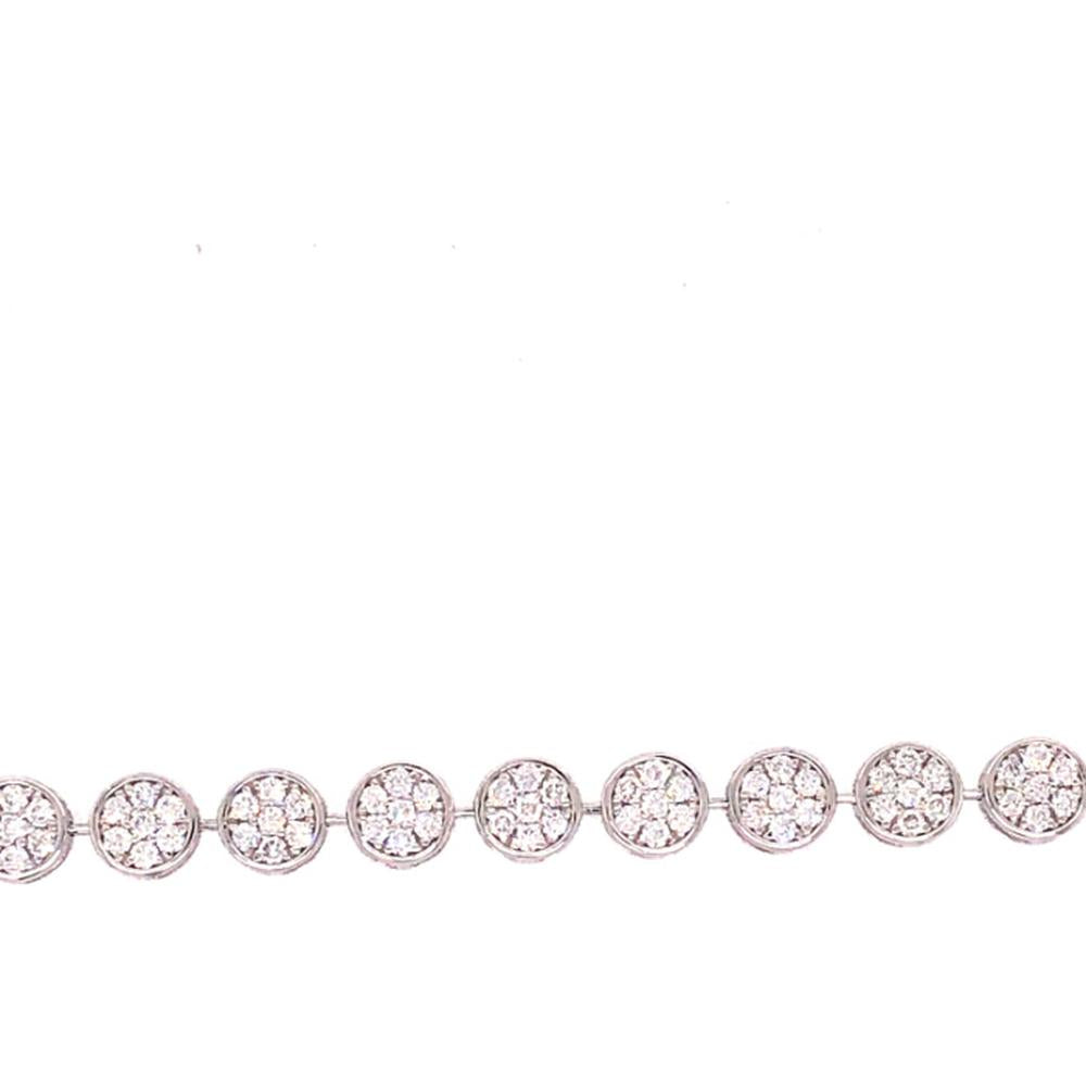18K White Gold Tennis Bracelet with Round Diamond Cluster Stations by Afarin