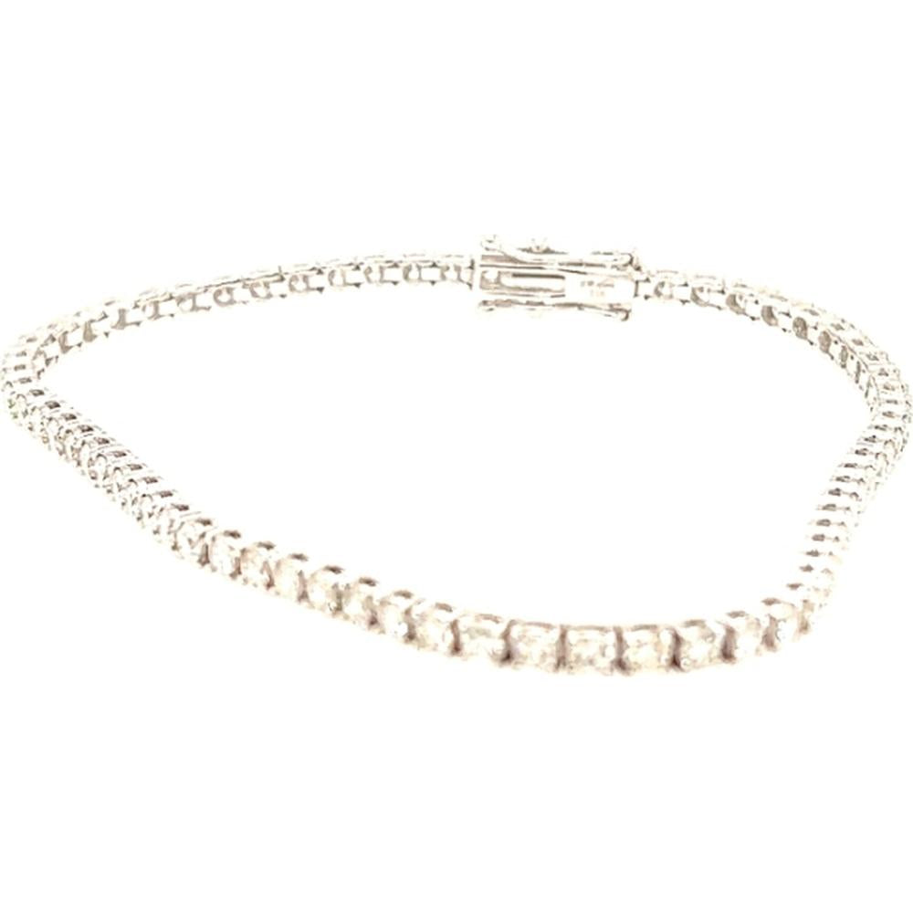 18K White Gold Tennis Bracelet with Round Diamonds by Afarin