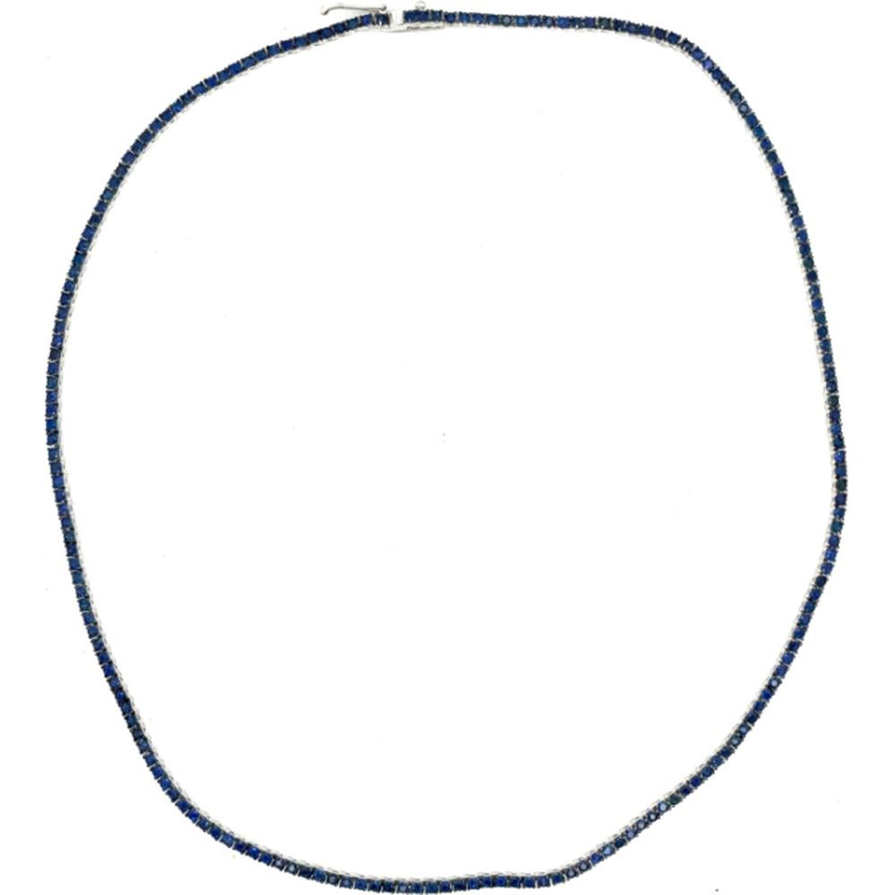 18K White Gold Tennis Necklace with Blue Sapphires by Afarin