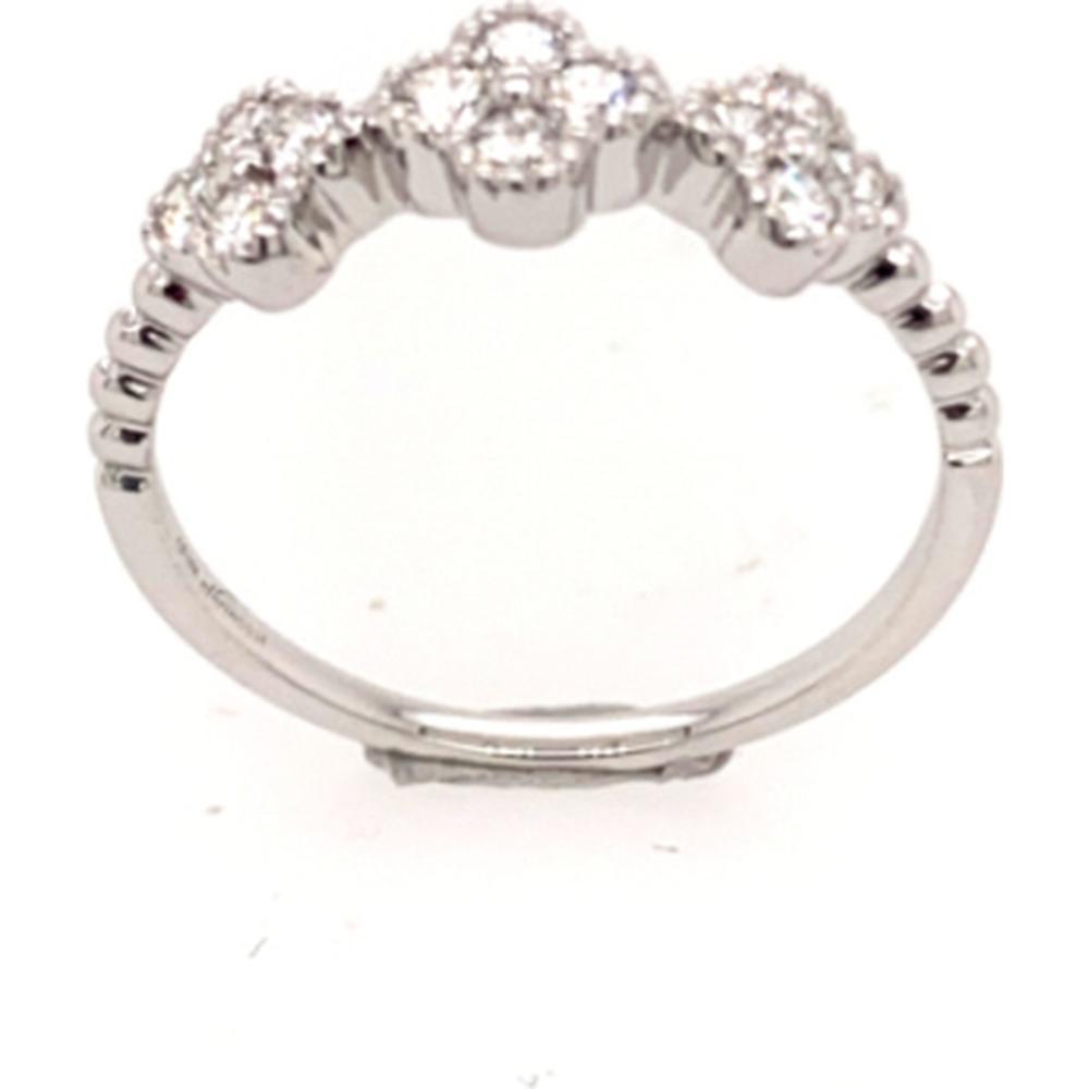 18K White Gold Three-Stone Halo-Style Round Diamond Ring by Afarin