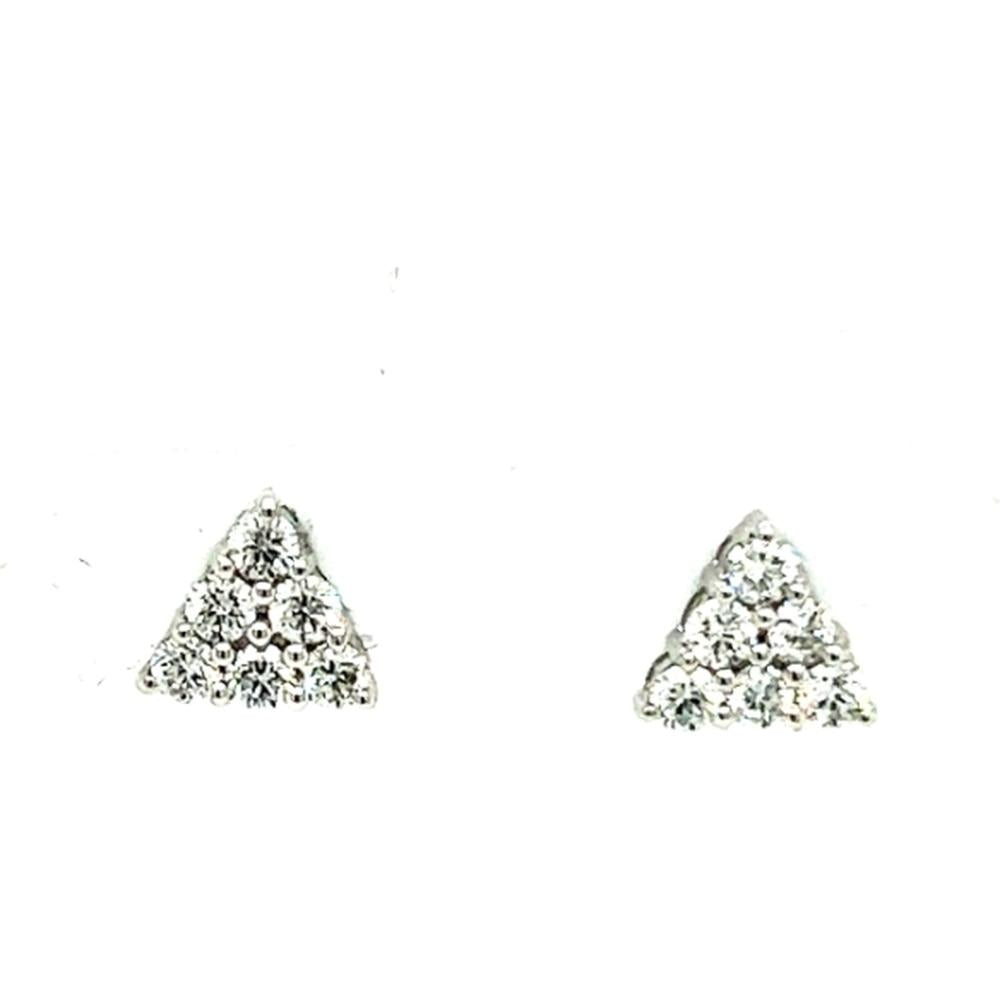 18K White Gold Triangle Cluster Diamond Stud Earrings by Afarin