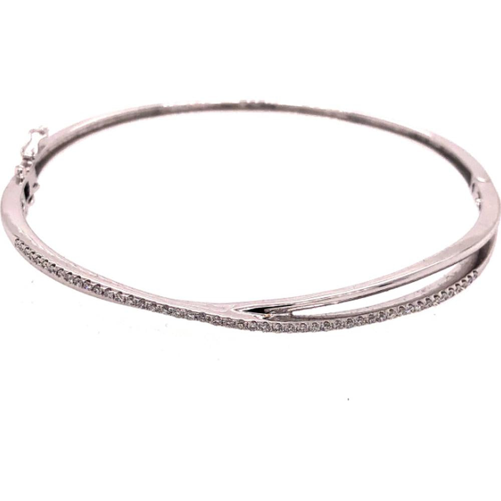 18K White Gold Twisted Diamond Bangle Bracelet by Afarin
