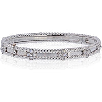 18K White Gold Van Cleef & Arpels Perlée Clover Bracelet with Round Diamonds - Pre-Owned, Circa 2022