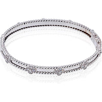 18K White Gold Van Cleef & Arpels Perlée Clover Bracelet with Round Diamonds - Pre-Owned, Circa 2022