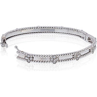 18K White Gold Van Cleef & Arpels Perlée Clover Bracelet with Round Diamonds - Pre-Owned, Circa 2022