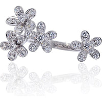 18K White Gold Van Cleef & Arpels Socrate Between the Finger Ring with Round Diamonds - 0.88 Carats Total Diamond Weight