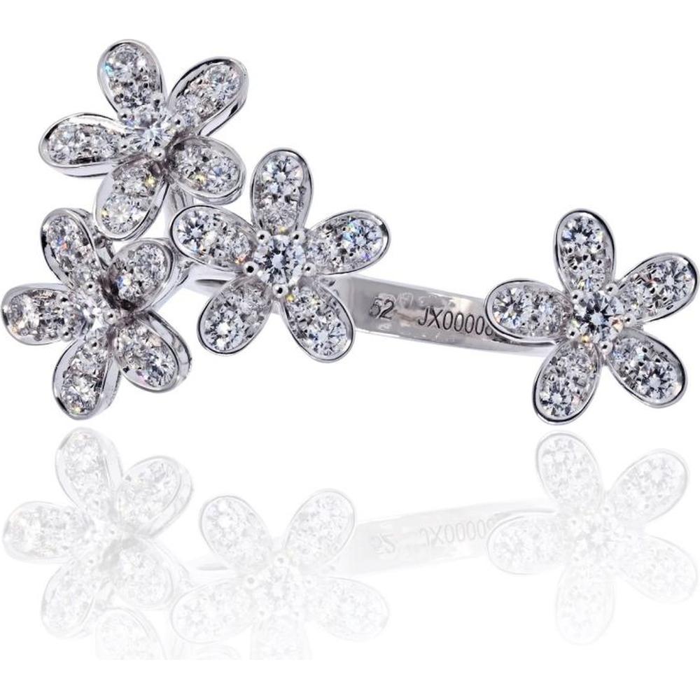 18K White Gold Van Cleef & Arpels Socrate Between the Finger Ring with Round Diamonds - 0.88 Carats Total Diamond Weight