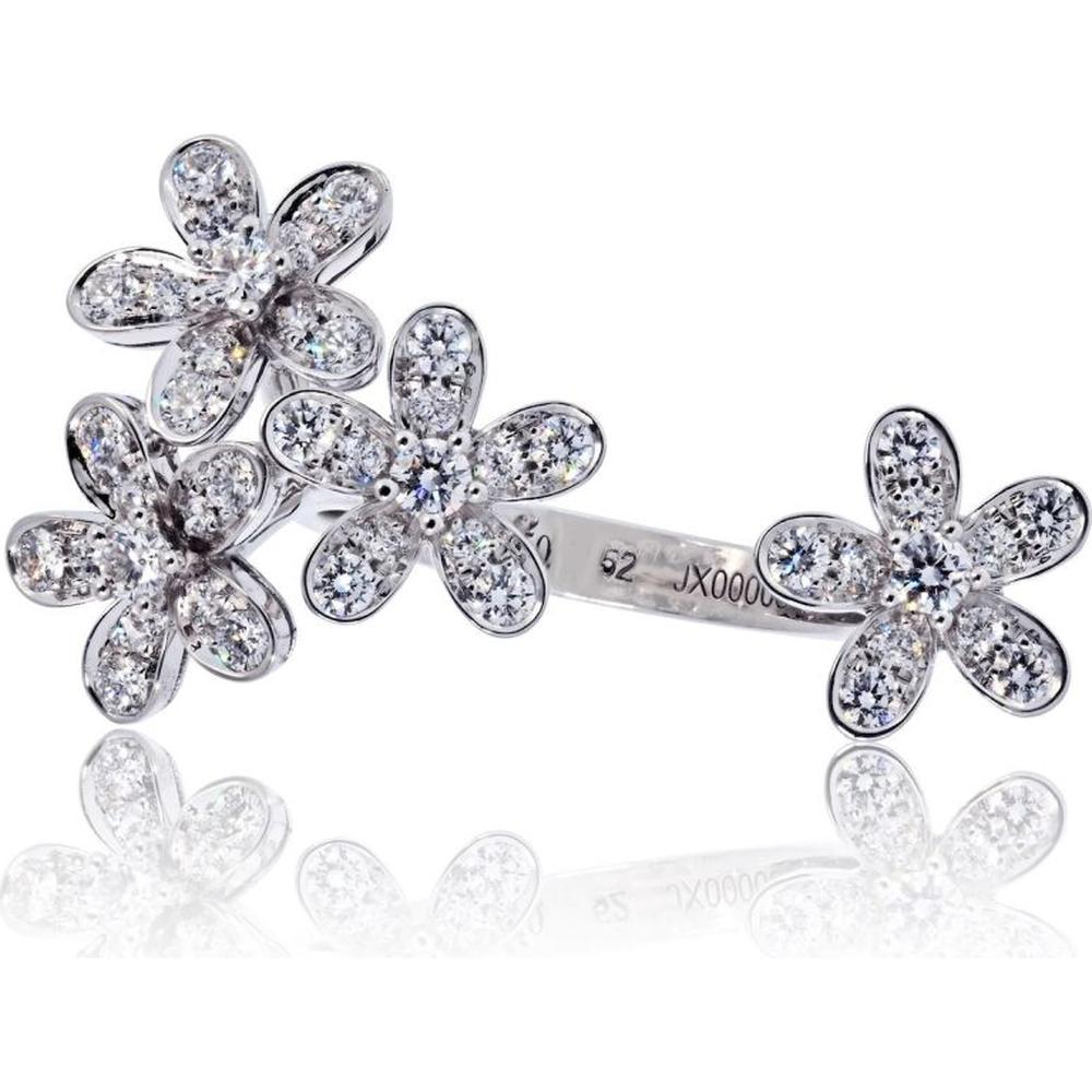 18K White Gold Van Cleef & Arpels Socrate Between the Finger Ring with Round Diamonds - 0.88 Carats Total Diamond Weight