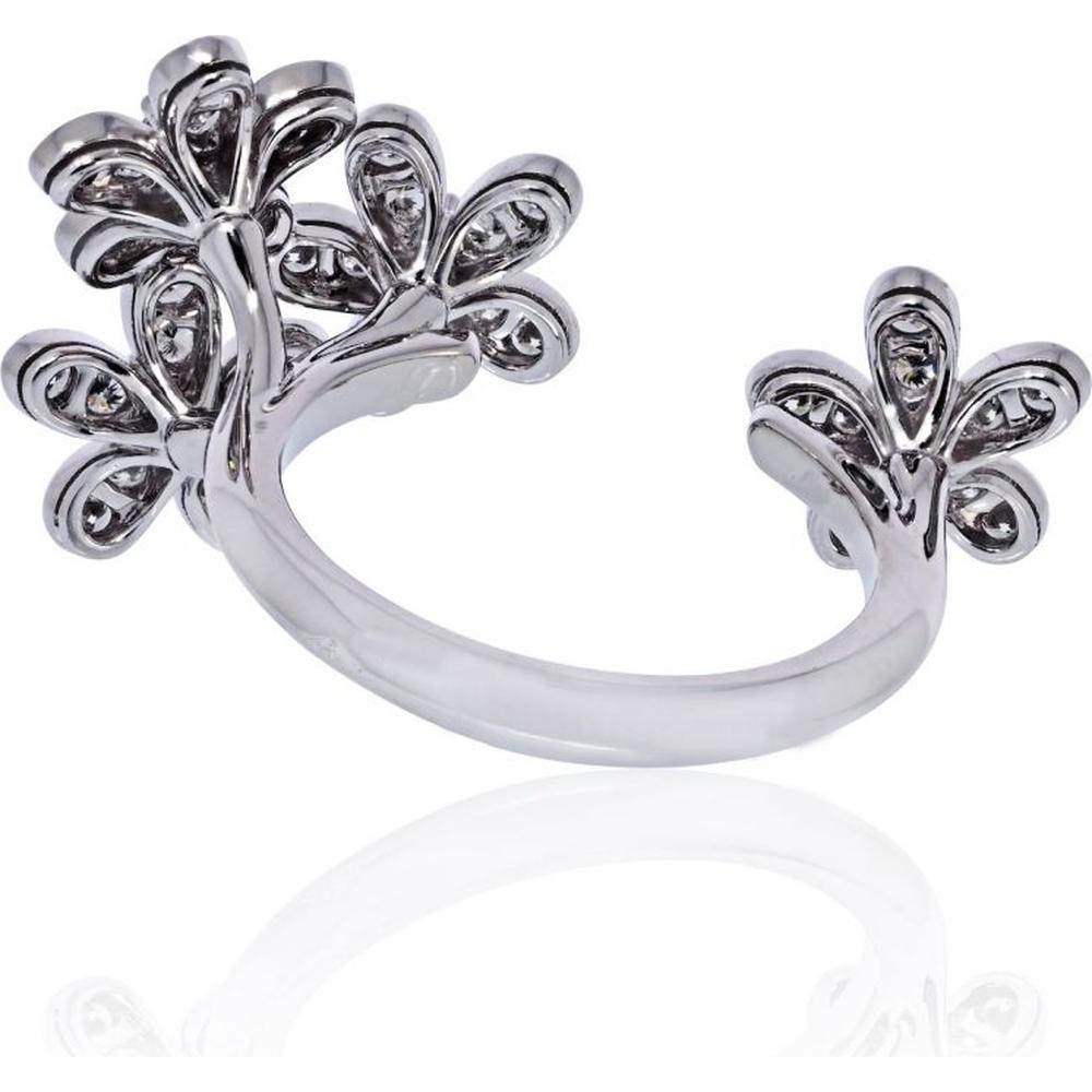 18K White Gold Van Cleef & Arpels Socrate Between the Finger Ring with Round Diamonds - 0.88 Carats Total Diamond Weight
