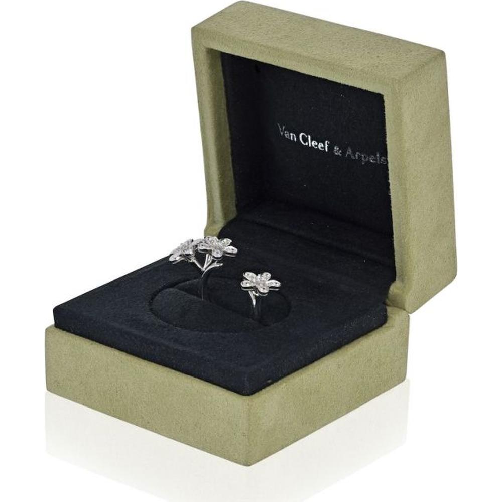 18K White Gold Van Cleef & Arpels Socrate Between the Finger Ring with Round Diamonds - 0.88 Carats Total Diamond Weight