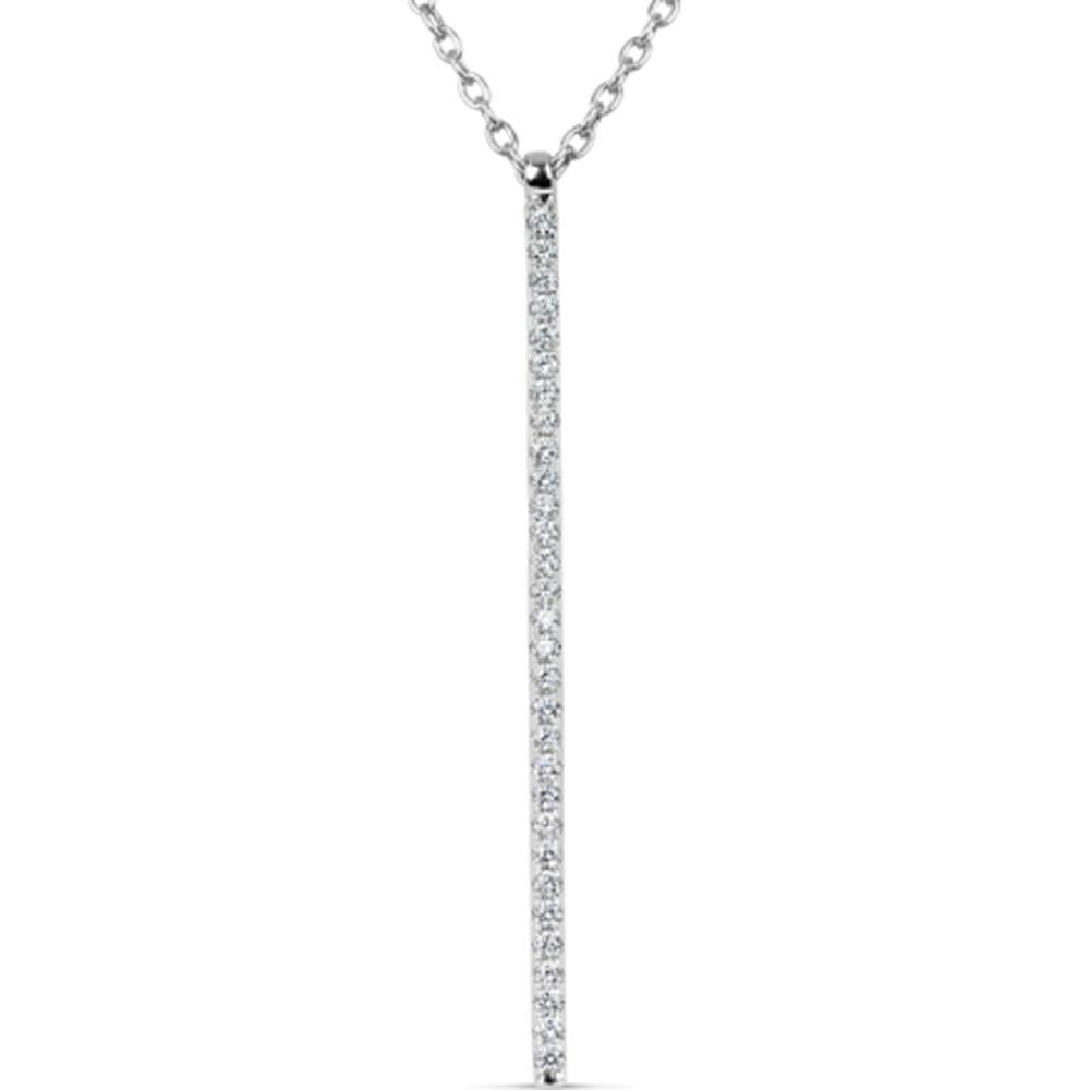 18K White Gold Vertical Bar Diamond Pendant Necklace by Afarin