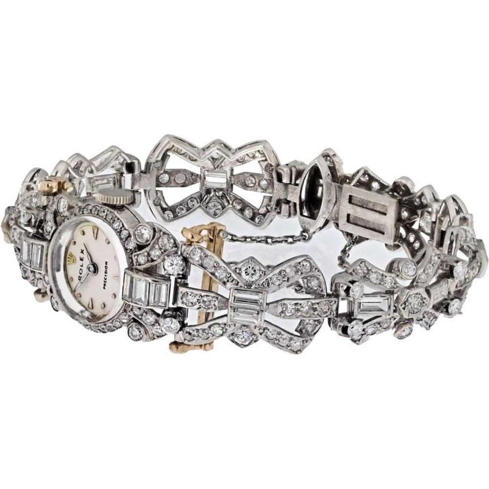 18K White Gold Vintage Rolex Watch with 5.5 Carats of Diamonds