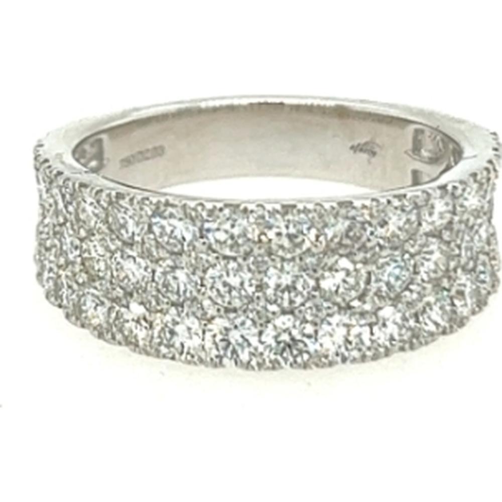 18K White Gold Wide Diamond Band Ring with Pavé Set Round Diamonds by Afarin