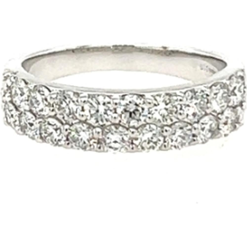 18K White Gold Wide Diamond Band Ring with Round Diamonds by Afarin