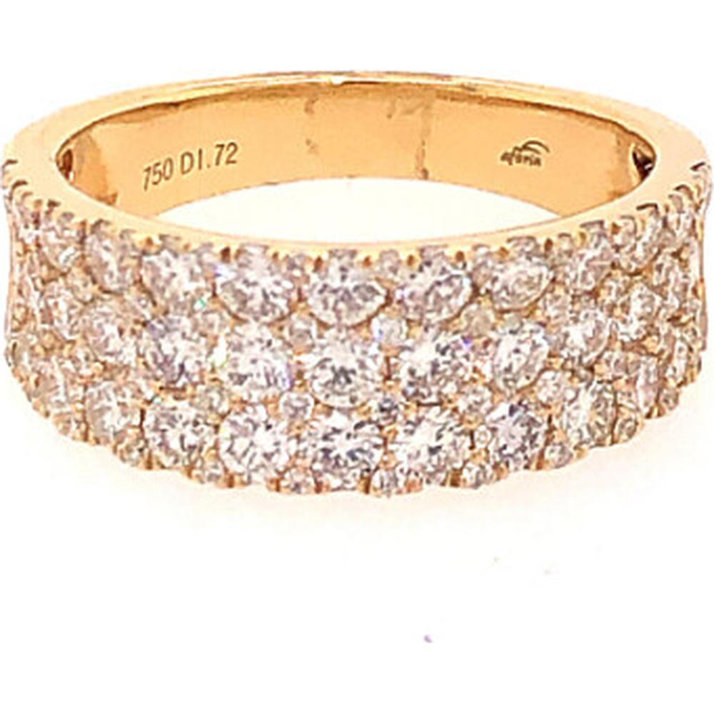 18K White Gold Wide Diamond Band Ring with Rows of Round Diamonds by Afarin